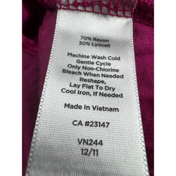 Talbots Faux Wrap Top Hot Pink Sz 3X V-Neck Short Sleeve - Picture 4 of 5